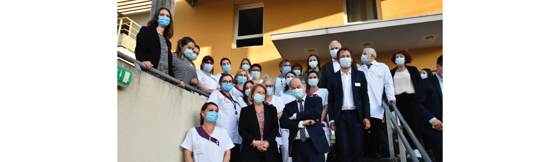 La ministre déléguée en charge de l’Autonomie, Madame Brigitte Bourguignon, en visite à l’EHPAD de la Fondation Partage et Vie à Aubais, Les Mazets de l’Argilier (Gard)